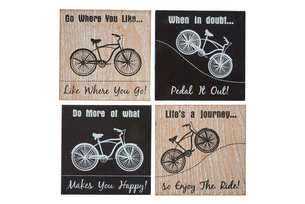 Set of 4 Wooden Bicycle Coasters