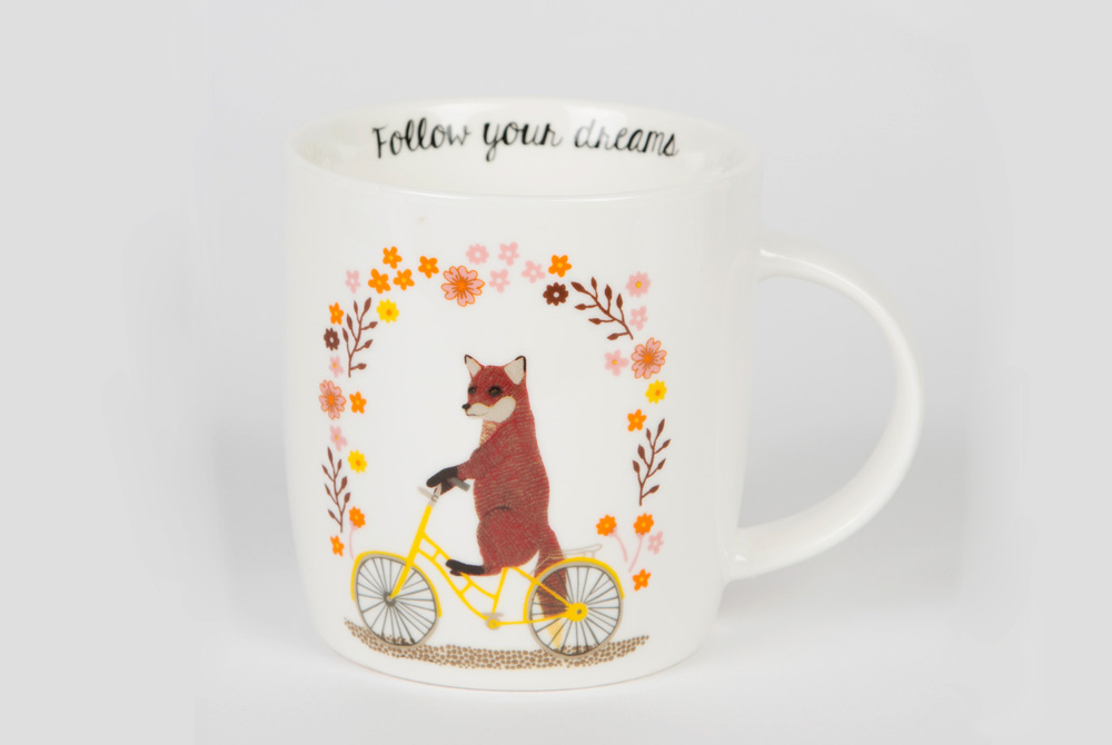 Fox on a Bicycle Mug