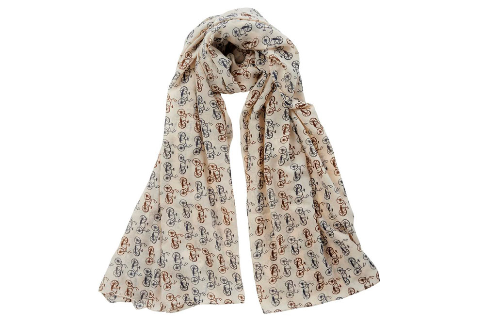 Cream Bicycle Print Scarf | CycleMiles