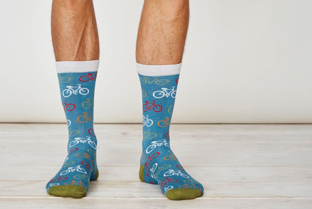 Men’s Bamboo Bicycle Socks – Dusty Blue
