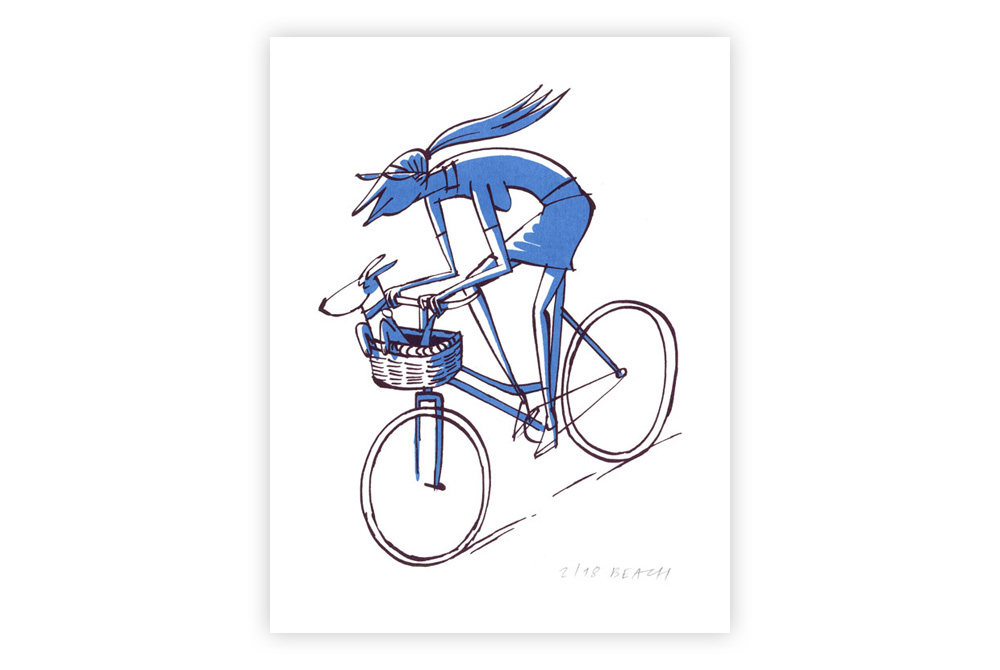 Dog Basket Cycling Screen Print by Beach