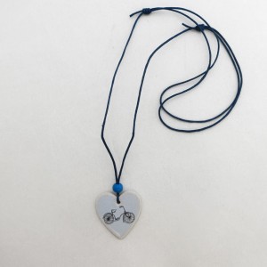 Ceramic Heart Bicycle Necklace