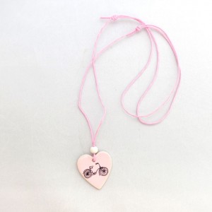 Ceramic Heart Bicycle Necklace