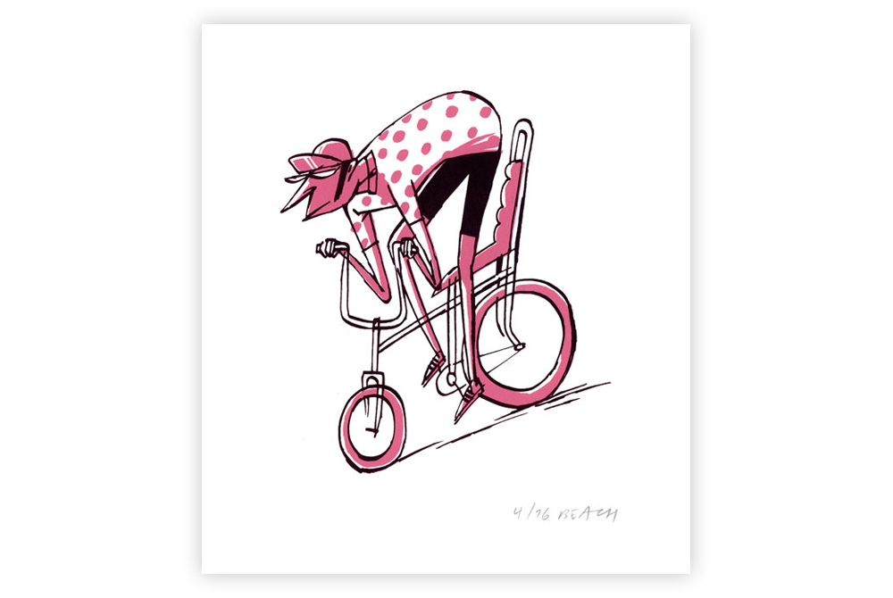 KOM Cycling Screen Print by Beach