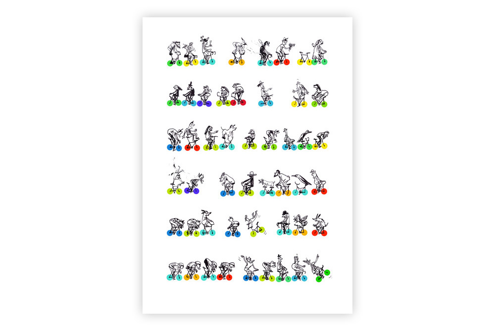 Dotbikes01 Cycling Print by Simon Spilsbury