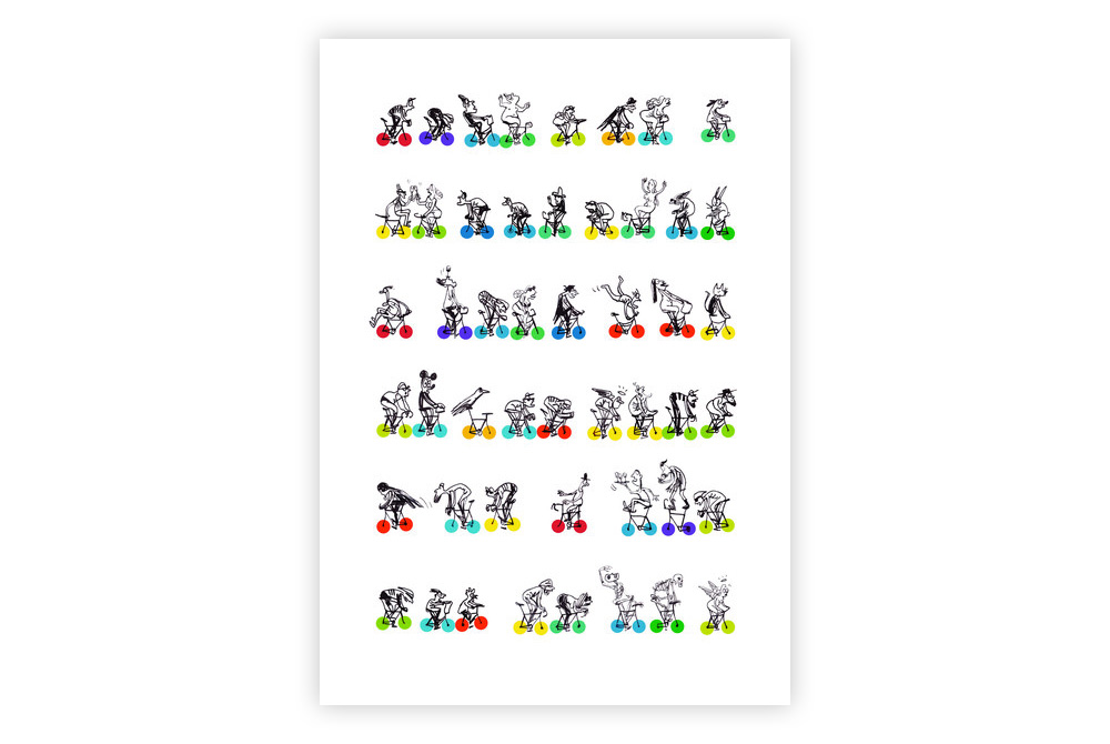 Dotbikes02 Cycling Print by Simon Spilsbury