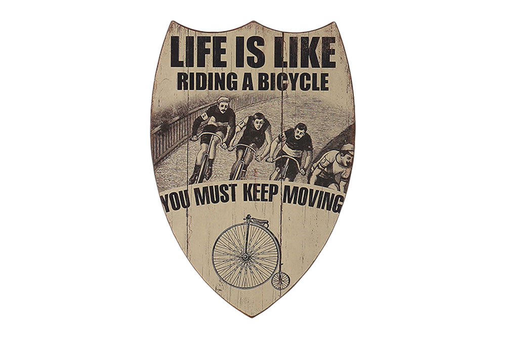 Keep Moving Wooden Bicycle Shield