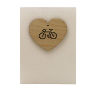 Bike Love Wooden Heart Bicycle Greeting Card