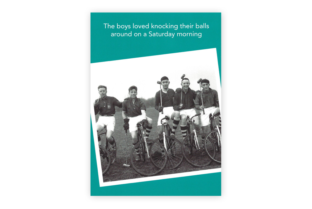 Knocking their balls Bicycle Greeting Card