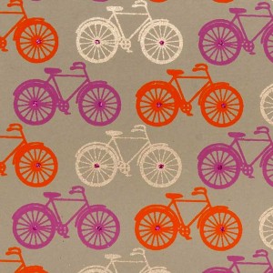 Handmade Bicycle Wrapping Paper – Orange, Gold and Pink