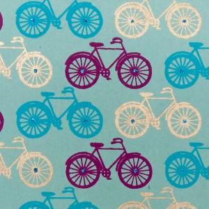 Handmade Bicycle Wrapping Paper – Blue, Purple and Gold