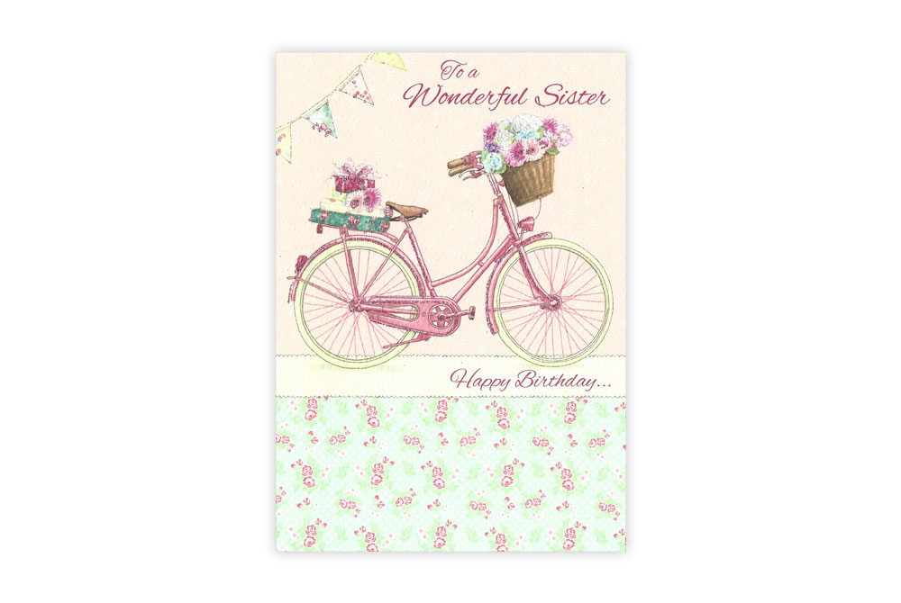 Wonderful Sister Bicycle Birthday Card