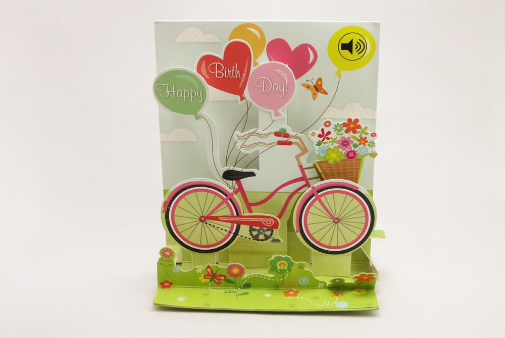 Bicycle and Balloons Musical Pop Up Greeting Card