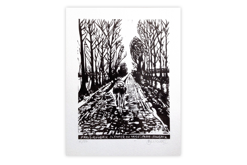 Paris-Roubaix Cycling Print by Dave Flitcroft