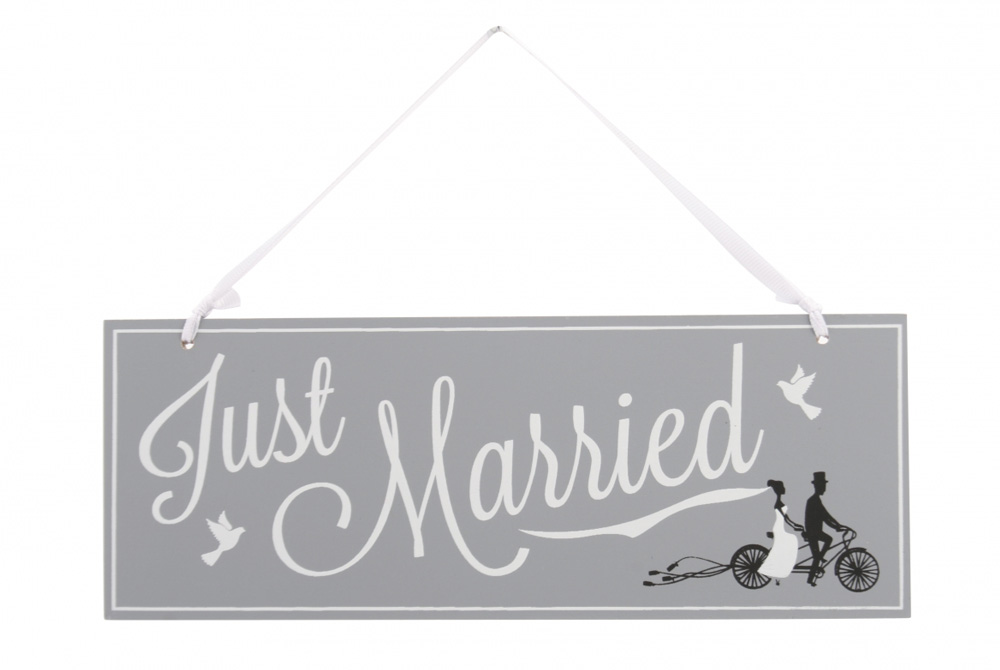 Just Married Bicycle Wooden Sign