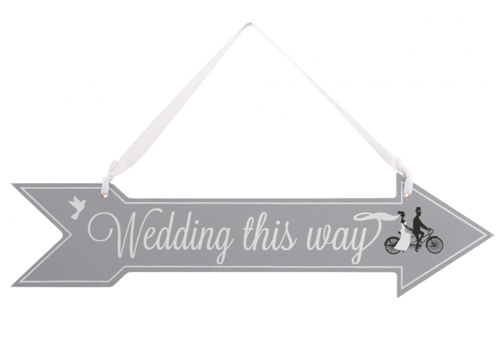 Wedding This Way Bicycle Wooden Sign