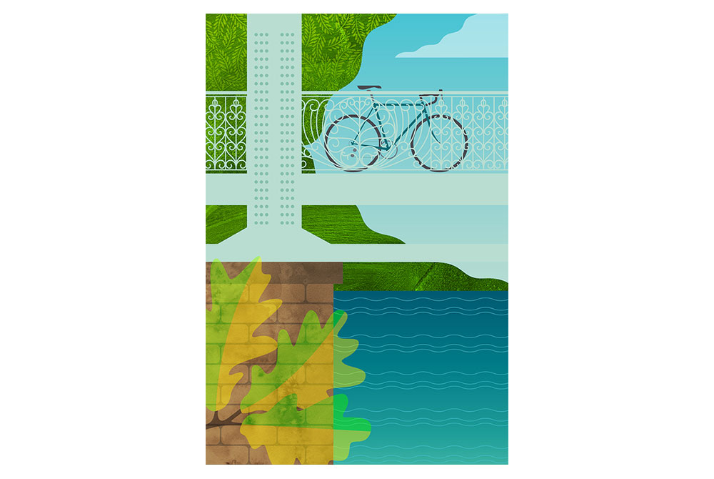 Philadelphia Fairmount Park Cycling Print by Eleanor Grosch