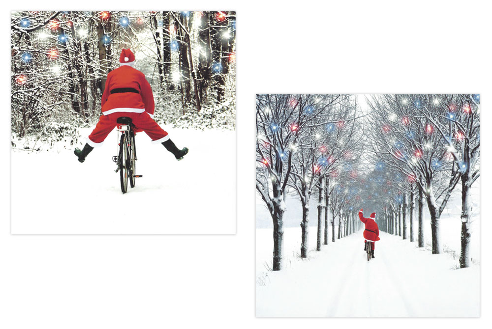 On His Way Home Bicycle Christmas Cards x 16