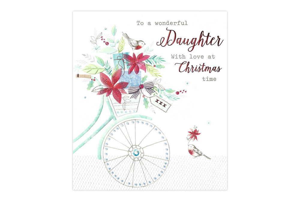 Wonderful Daughter Bicycle Christmas Card