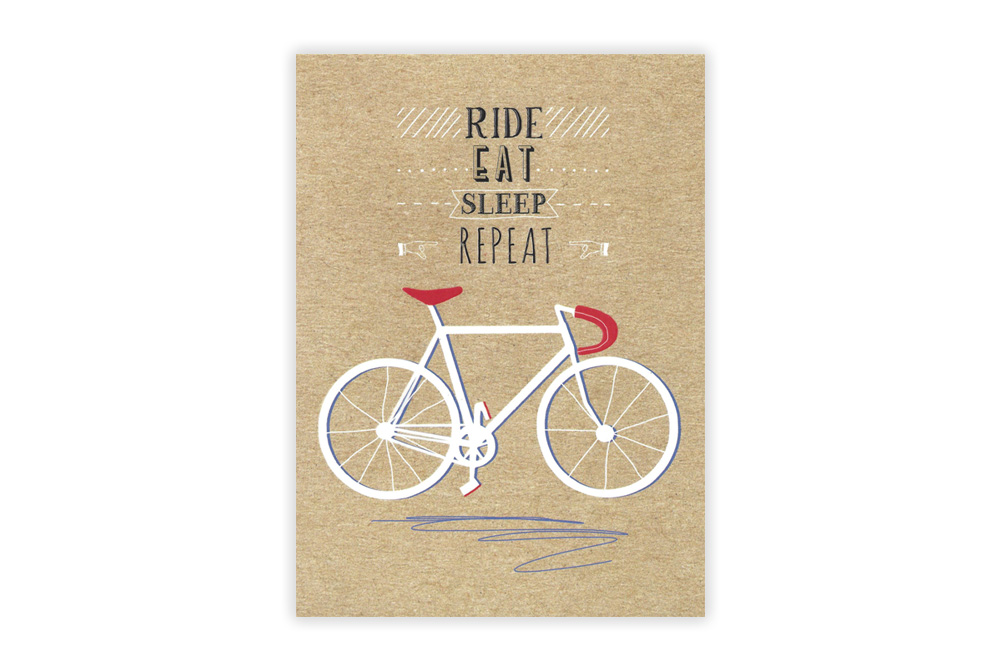 Ride Eat Sleep Repeat Bicycle Greeting Card