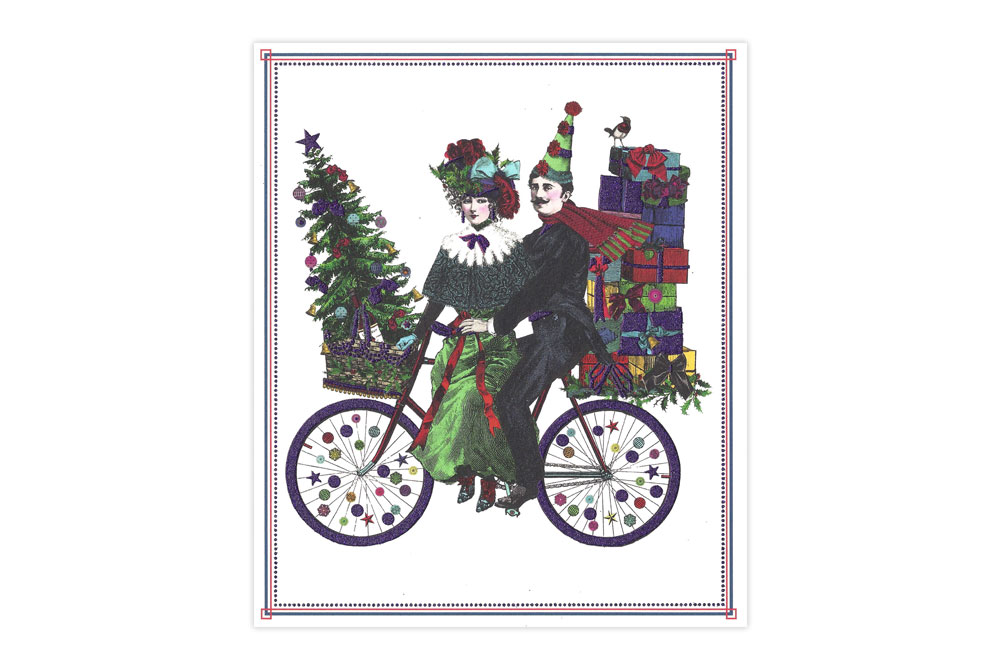 Christmas Cyclists Bicycle Christmas Card