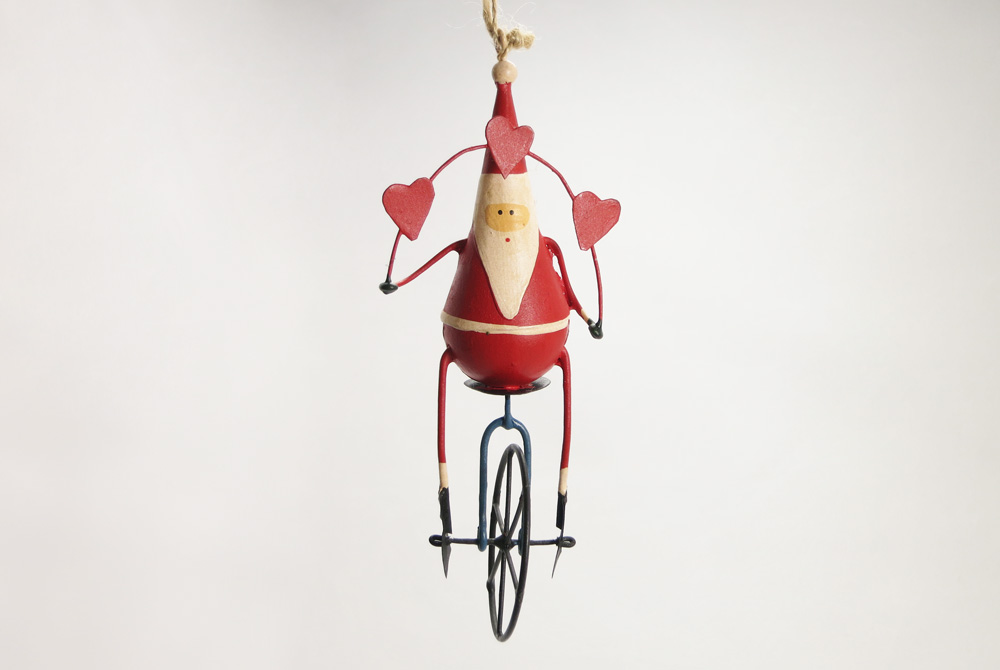Bicycle Christmas Decoration - Santa on a Unicycle