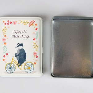 Badger on a Bicycle Tin