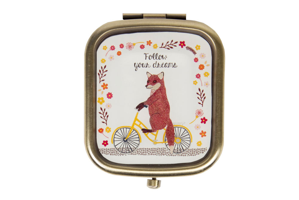 Fox on a Bicycle Compact Mirror