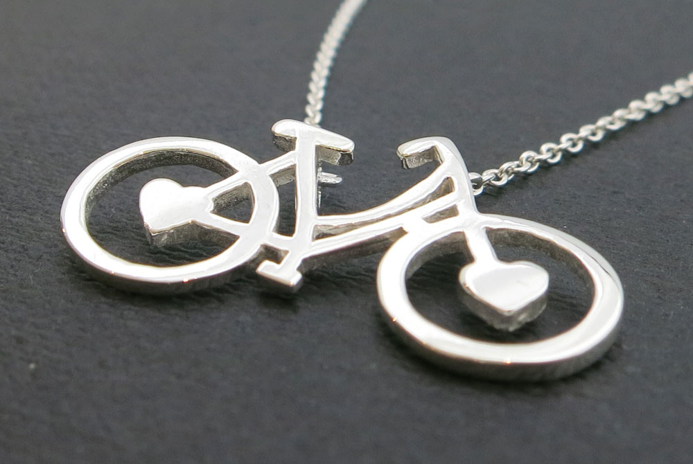 Sterling Silver Women’s Bicycle Necklace