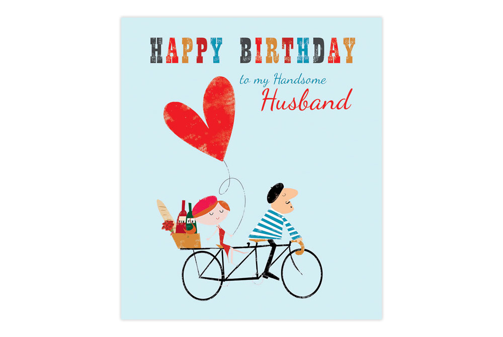 Handsome Husband Bicycle Birthday Card