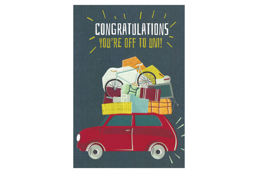 Congratulations You’re Off to Uni Bicycle Greeting Card