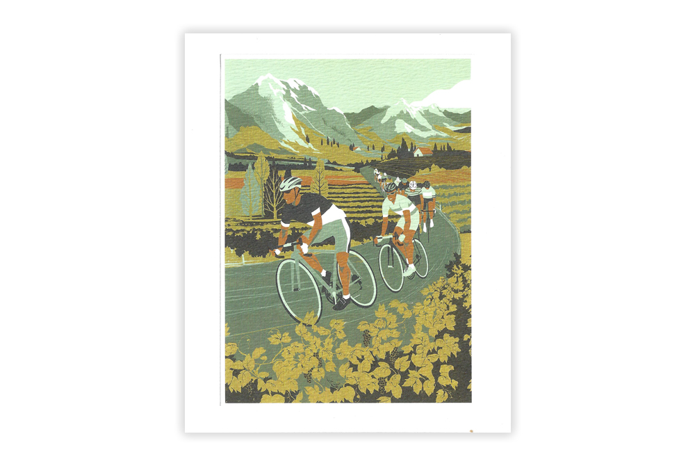 Vineyard Cyclists Bicycle Greeting Card by Eliza Southwood