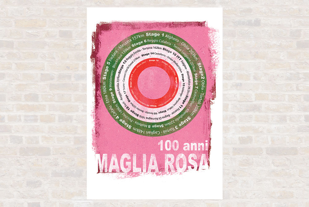 Maglia Rosa Cycling Print by Gareth Llewhellin