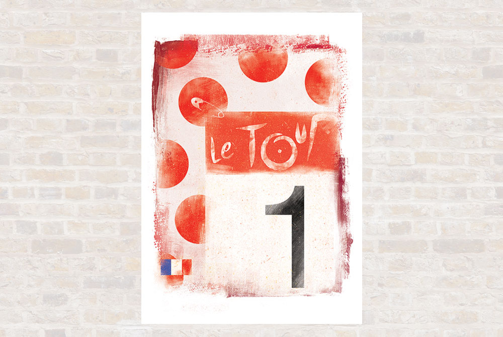 Polka Dot Jersey Cycling Print by Gareth Llewhellin