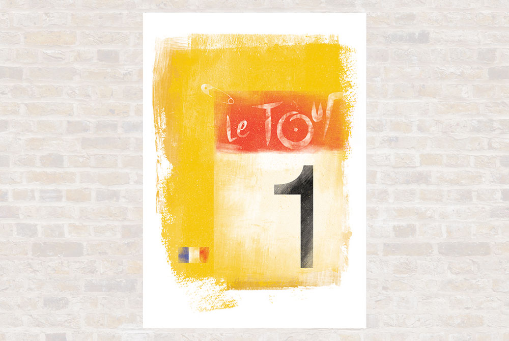 Yellow Jersey Cycling Print by Gareth Llewhellin