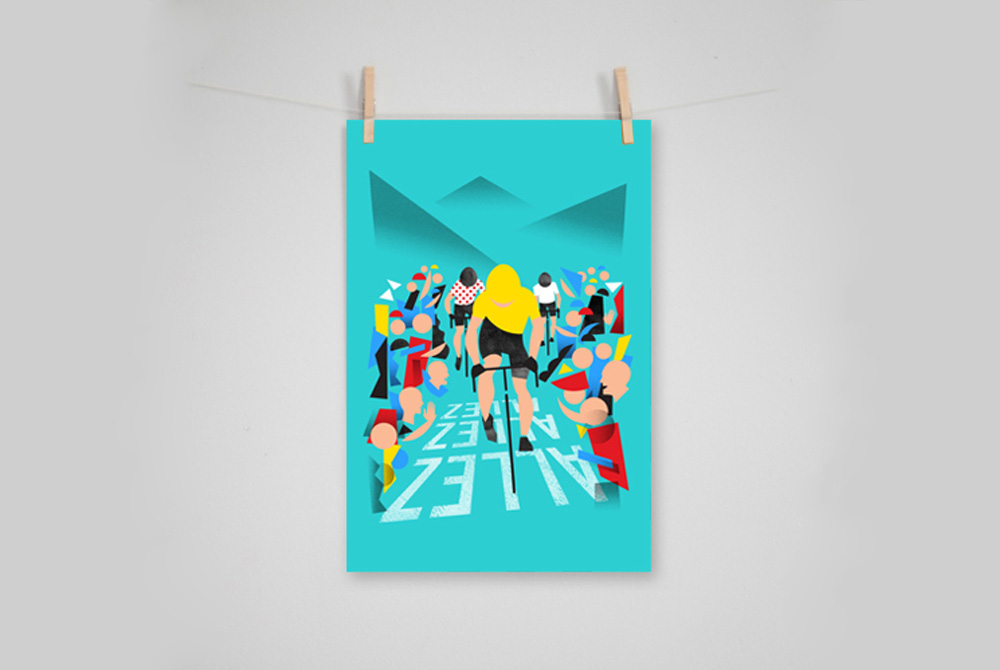 Tour de France Allez! Allez! Cycling Print by Eleanor Grosch