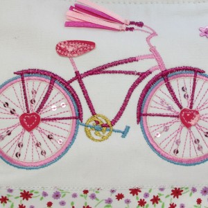 Embroidered Bicycle Mini Handbag