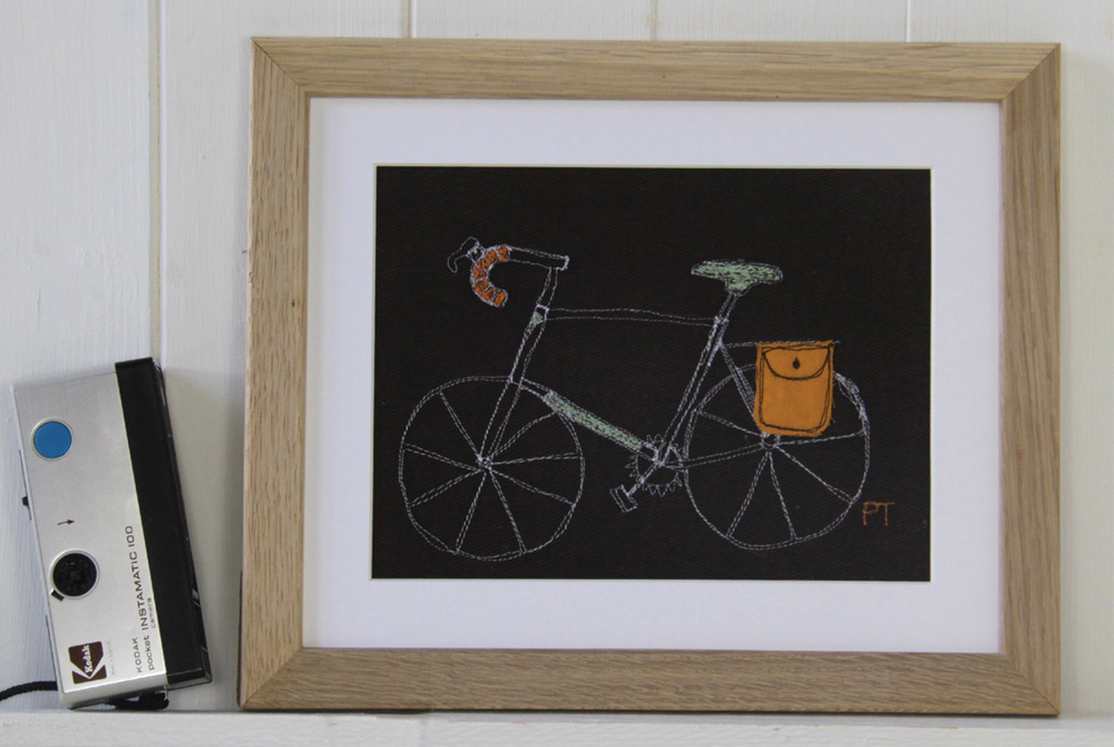 Poppy Treffry Embroidered Touring Bicycle Print