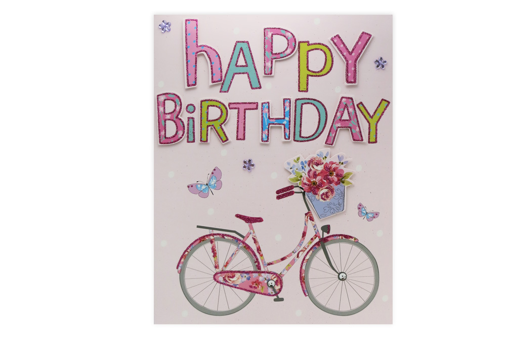 Extra Large Happy Bicycle Birthday Card