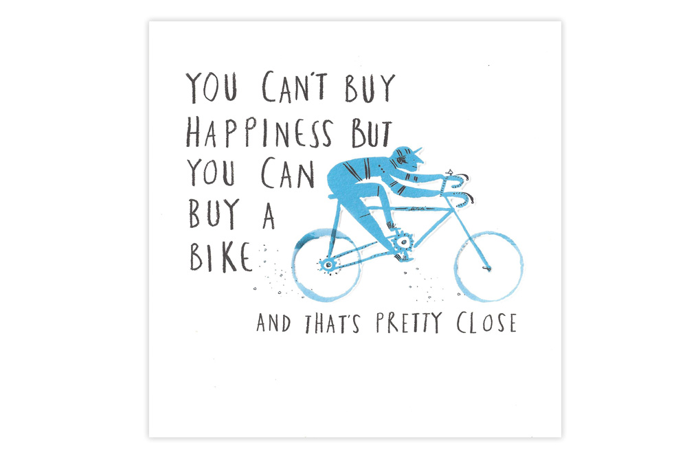 Blue Racer Bicycle Birthday Card