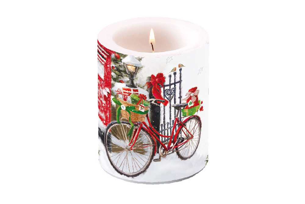 Bicycle in the Snow Christmas Bicycle Candle