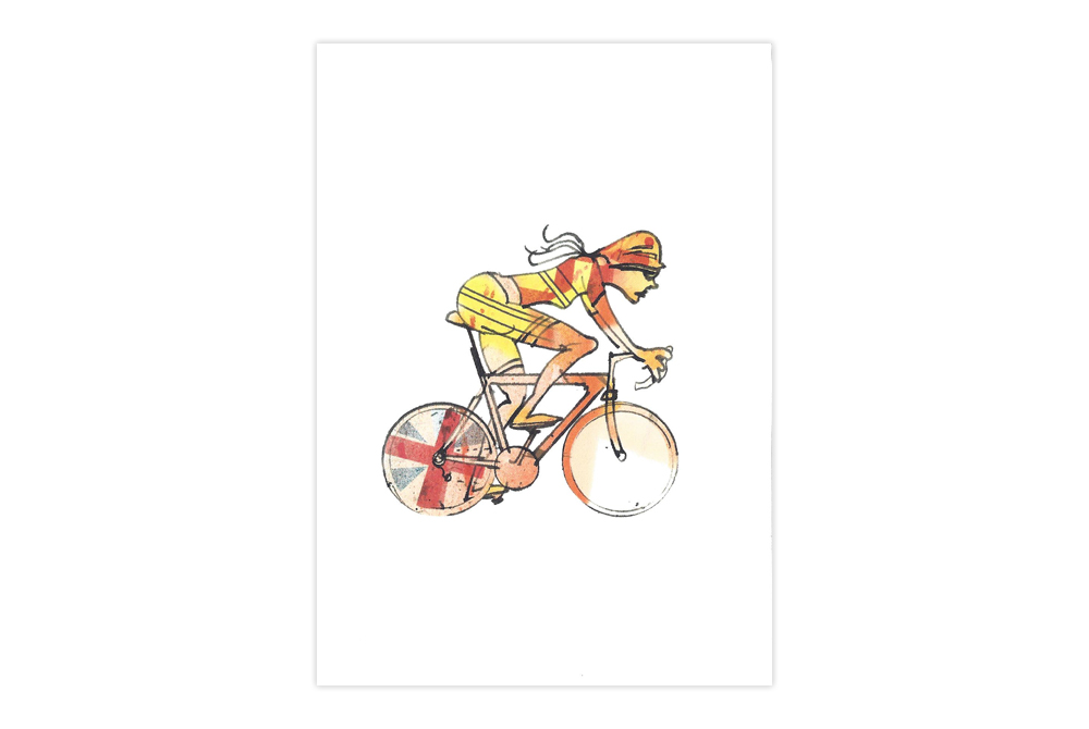 Woman Racer 48 Bicycle Greeting Card – Simon Spilsbury