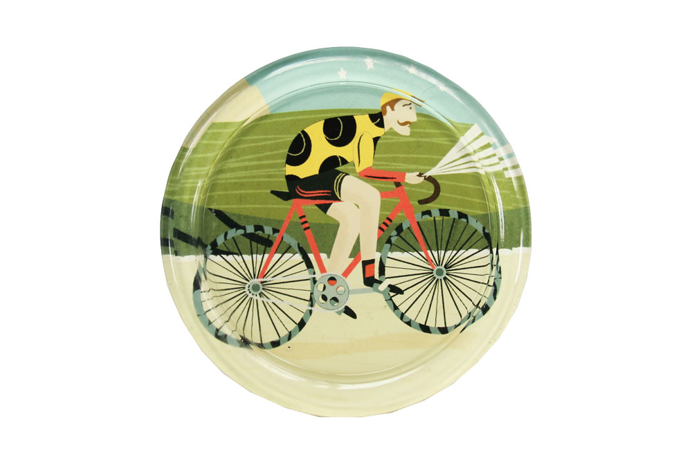 Vintage Cyclist Glass Coaster