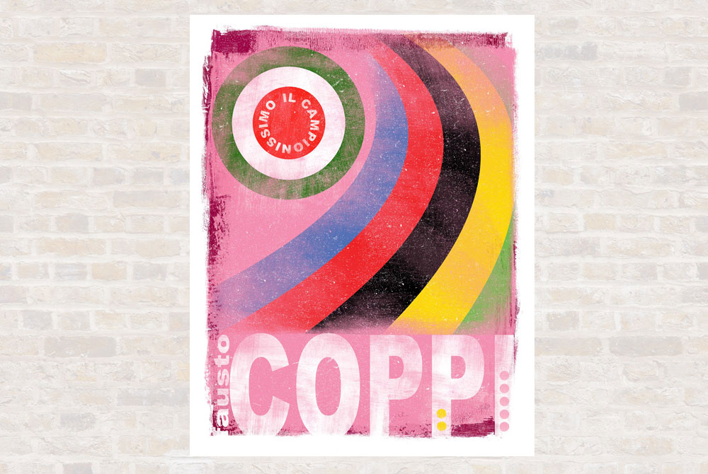 The Greats – Fausto Coppi Cycling Print by Gareth Llewhellin