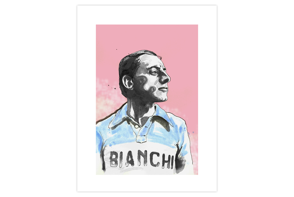 Fausto Coppi Cycling Print by Richard Long