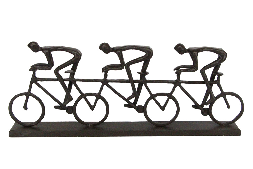 Triple Racing Cyclists Bicycle Sculpture