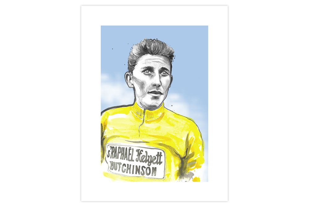 Jacques Anquetil Cycling Print by Richard Long