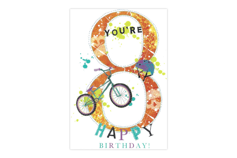 Happy 8th Birthday Bicycle Greeting Card