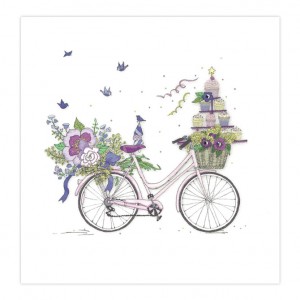 Cup Cakes and Flowers Bicycle Greeting Card