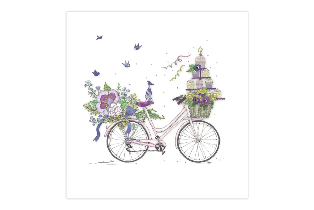 Cup Cakes and Flowers Bicycle Greeting Card